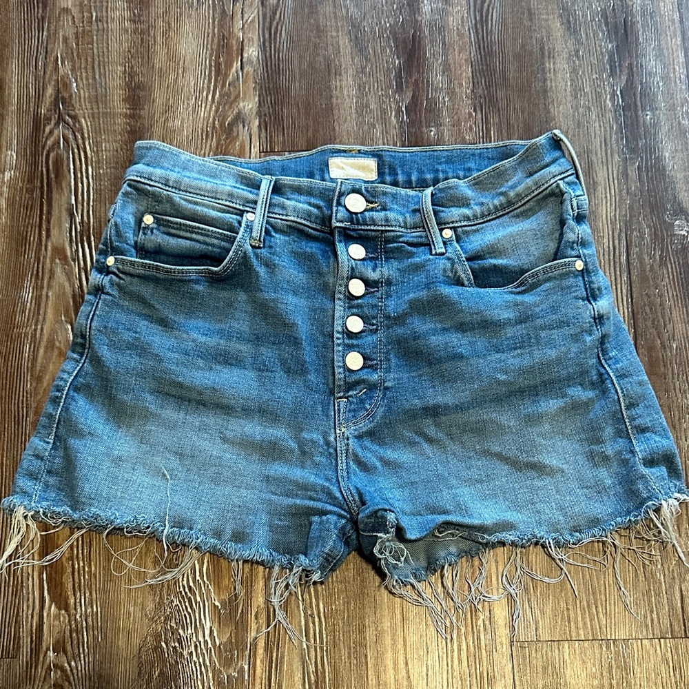 MOTHER Pixie Dazzler Short Fray Hem Wash Blowing Kisses 28 / 6